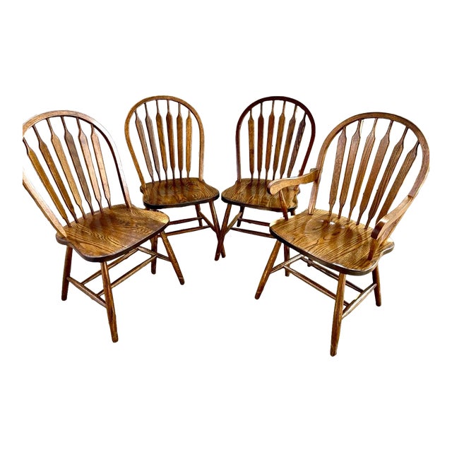 Mid 20th Century Windsor Hoop Back Bentwood Solid Oak Chairs For Sale