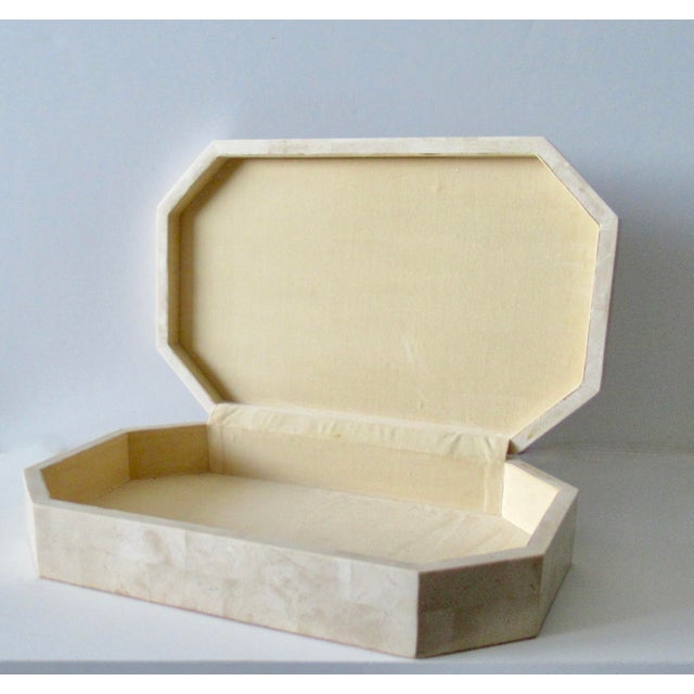 Textile Maitland Smith Large Tessellated Stone, Hinged Keepsake Box For Sale - Image 7 of 18