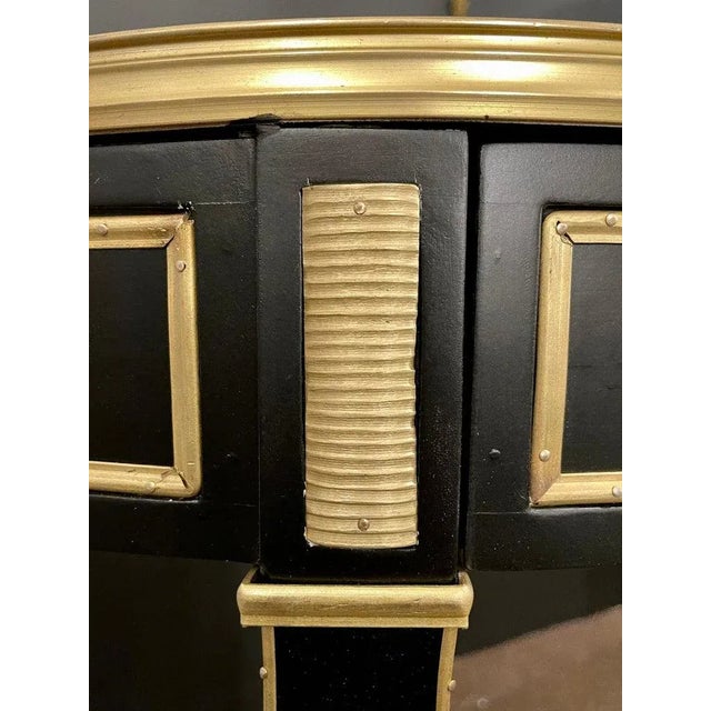 Ebony Hollywood Regency Ebony Bouillote or End Tables, Manner Jansen Mirror Tops, Pair For Sale - Image 8 of 13