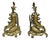 Antique French Rococo Baroque Style Brass Leafy Acanthus Andirons - A Pair For Sale
