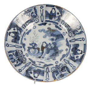 Antique Blue and White Plate in Earthenware, 1690s