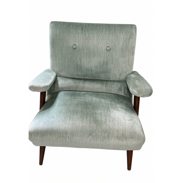 Green MCM Attributed to Lawrence Peabody Lounge Chair and Ottoman For Sale - Image 8 of 8