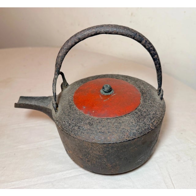 Rare Antique Early 19th Century Japanese Cast Iron Lacquer Sake Kettle Tea Pot For Sale - Image 4 of 16
