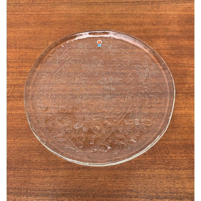 1960s Large Mid-Century Finnish Glass Plate from Humppila For Sale - Image 5 of 18