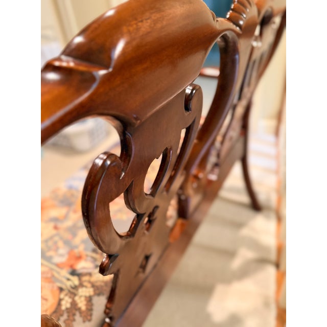 Gothic Carved Settee With Needlepoint Seat For Sale - Image 3 of 11