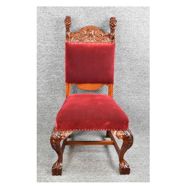 Vintage Renaissance Revival Style Lion Heads Fireside Accent Chair For Sale - Image 11 of 11