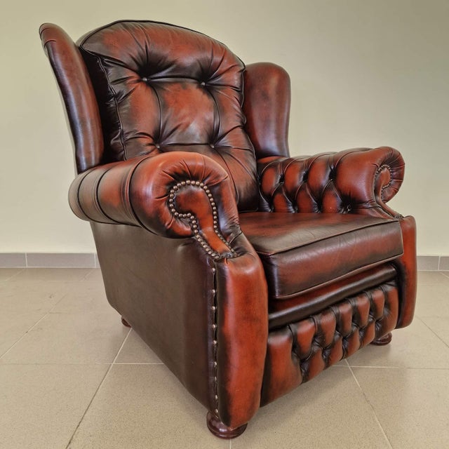 Chesterfield Leather Living Room Set, 1970s, Set of 4 For Sale - Image 13 of 18
