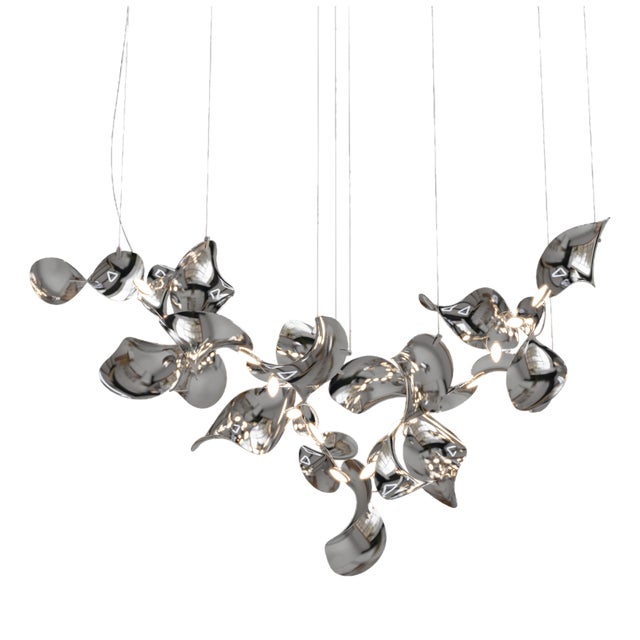 Dune 20 Cluster Pendant Light with Silver Polished Shades by Daniel Becker For Sale