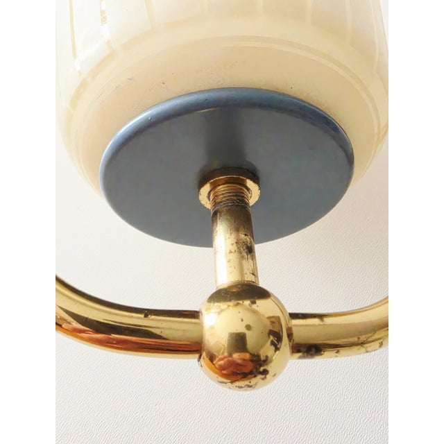 Mid-Century Scandinavian Brass Pendant Lamp with Glass Shade, 1950s For Sale - Image 16 of 18