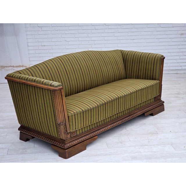Vintage Danish Three-Seater Sofa in Furniture Velour and Oak, 1950s For Sale - Image 18 of 18