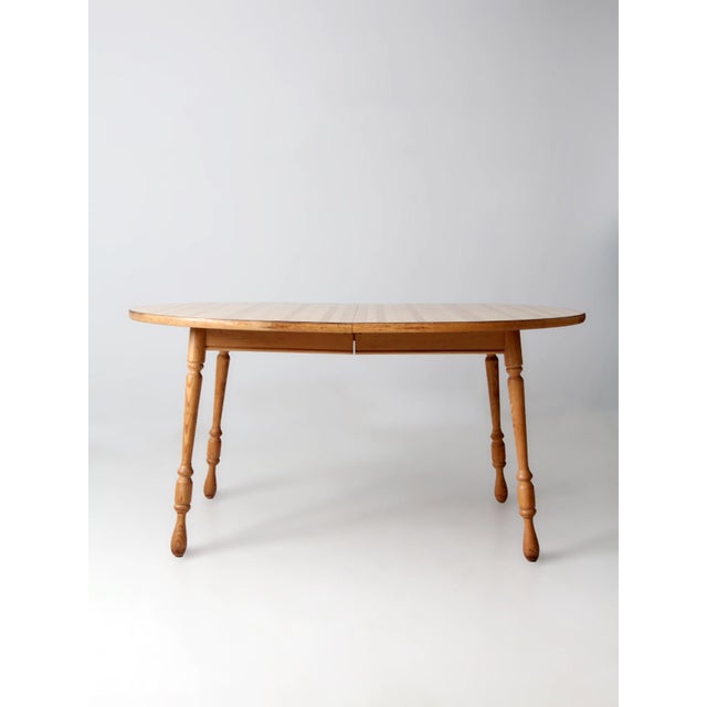 Vintage Farmhouse Dining Table With Leaf Extension For Sale - Image 6 of 18