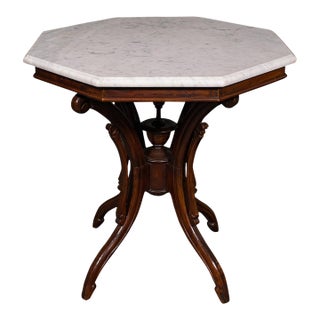 Vintage Octagonal Tea Table, English, Marble Top, Occasional, Regency Revival For Sale