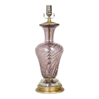 1940s Silver Leaf Infused Pink Murano Glass Lamp For Sale