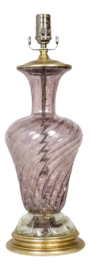 1940s Silver Leaf Infused Pink Murano Glass Lamp