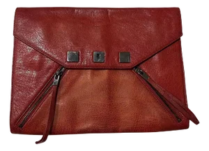 1990s Vintage Red Leather Karl Lagerfeld Envelope Bag
