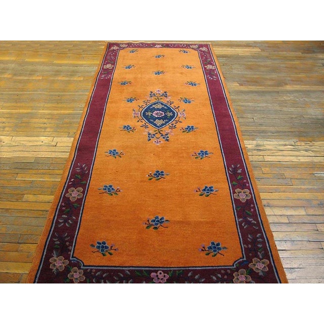 1920s Chinese Art Deco Carpet ( 4 x 10' - 122 x 305 ) Hallway Runner Rugs (4ft x 10ft), Circa Date: 1920s. This...