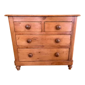 Antique Pine 2 Over 2 Chest of Drawers From England - Circa 1880
