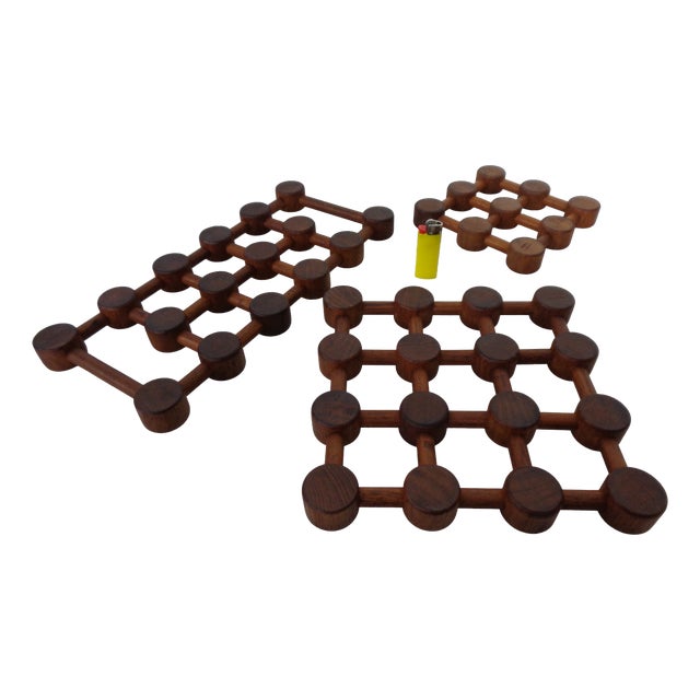 Vintage Danish Teak Coaster by Nissen, 1960s, Set of 3 For Sale