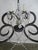 Mid 20th Century Six-Light Rock Crystal Wrought Iron Chandelier For Sale - Image 9 of 10