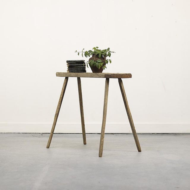 Primitive Wabi Sabi Old Farmhouse Workbench / Side Table For Sale - Image 9 of 13