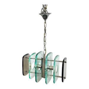 Vintage Italian Pendant With Clear and Smoky Murano Glass