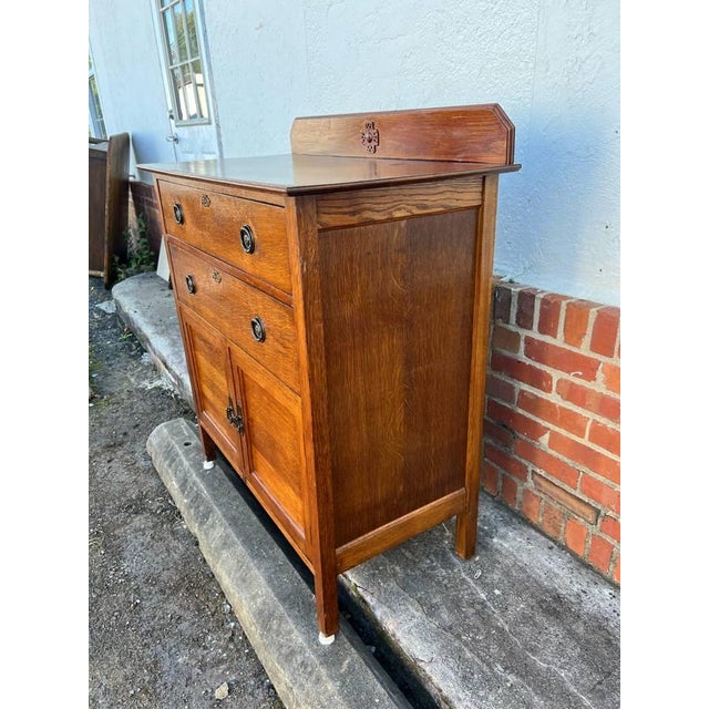 Antique Mission Oak Arts & Crafts Oak Sideboard or Buffet For Sale - Image 11 of 11