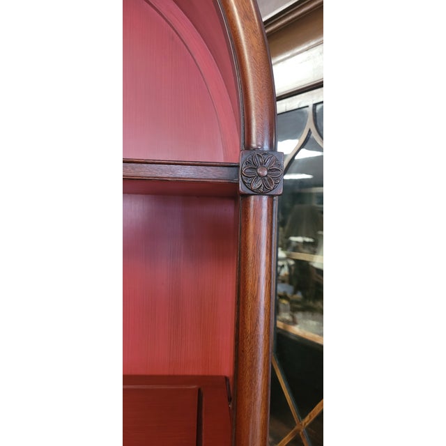 Salmon Pair of Fine 1950s Arch Top Tall Bookcases For Sale - Image 8 of 15