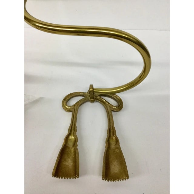 1990s Pair of Vintage Brass Tassel Design Curtain Tieback Brackets For Sale - Image 5 of 12
