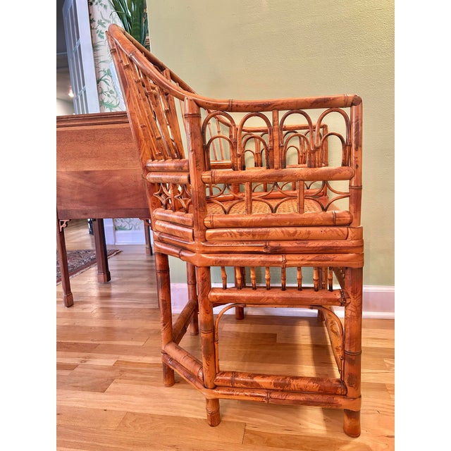 1970s Brighton Pavilion Style Tortoiseshell Bamboo & Cane Chinoiserie Armchair For Sale In New Orleans - Image 6 of 12