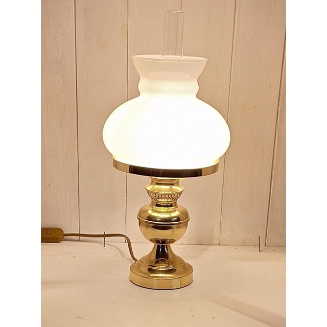 Goldenrod Vintage Table Lamp with White Glass Shade from WSB, 1980s For Sale - Image 8 of 8