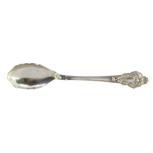 Silver Salad Spoon with Raised Grooves For Sale - Image 9 of 9