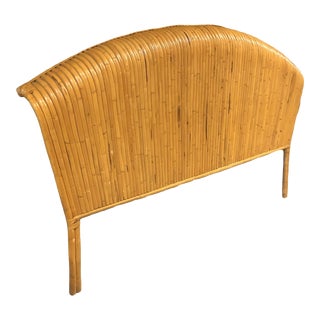 Restored Rattan Paul Frankl Fanback King Size Headboard For Sale