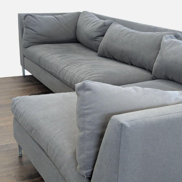 Crate & Barrel Gray Modern Sectional Sofa – Stylish and Spacious Seating For Sale In San Francisco - Image 6 of 8