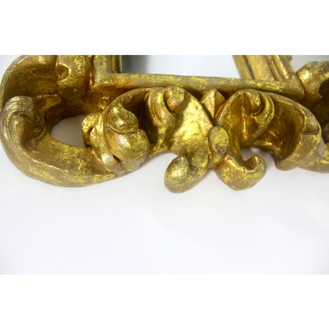 Vintage Italian Gilded Rococo Mirror, Gold Gilt Ornate Wall Mirror, Two Available For Sale - Image 9 of 11
