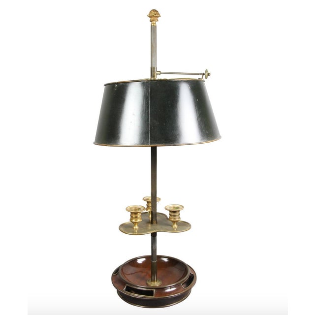 Empire Style Mahogany and Brass Mounted Bouillotte Lamp by Jansen, Paris For Sale In Boston - Image 6 of 6
