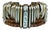 Vintage Leather & Silver Rhinestone Cuff Bracelet For Sale