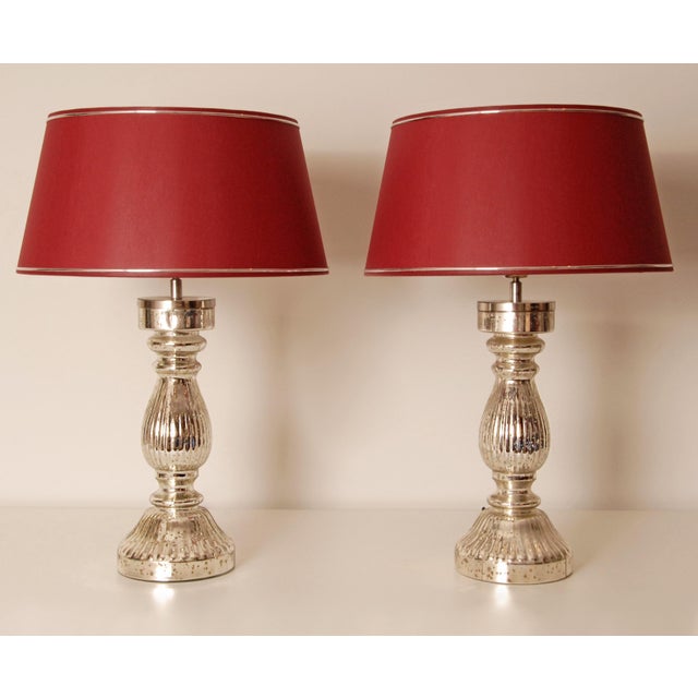 Vintage Table Lamps French Country Lamps Faux Mercury Silver Glass Modern - A Pair For Sale - Image 10 of 10