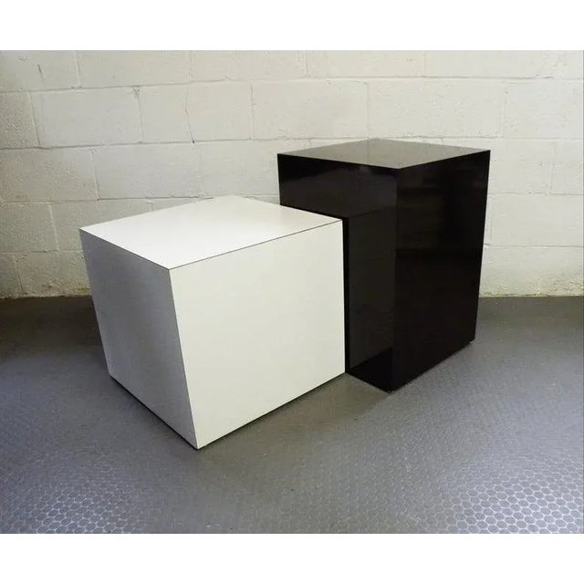 Mid Century Modern Vintage Cube Accent Table Dark Brown For Sale - Image 4 of 6