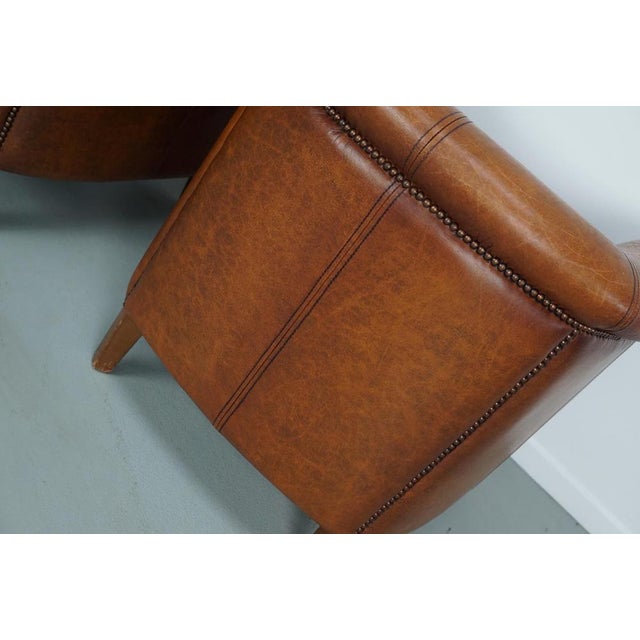 Vintage Dutch Cognac Colored Leather Club Chairs, Set of 2 For Sale - Image 15 of 18