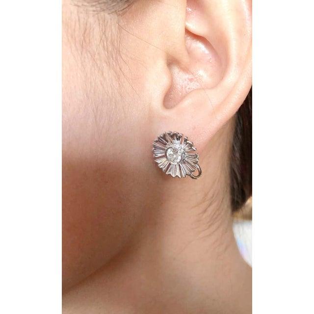 14 Karat White Gold Fashion Non Pierce Earrings With Diamonds For Sale - Image 9 of 9