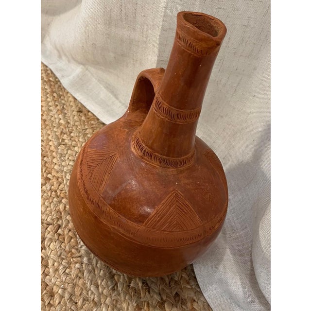 African Authentic Vintage Handmade African (Ethiopian) Red Jebena - Traditional Clay Coffee Pot For Sale - Image 3 of 9