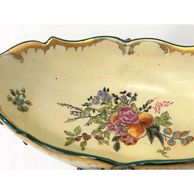 Porcelain & Bronze Oval Vase Cream Floral Wl 1895 Wong Lee Chairish