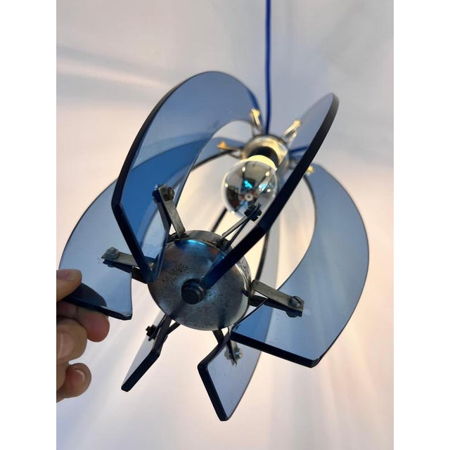 Hanging Lamp in Blue Glass by Veca, Italy For Sale - Image 6 of 11