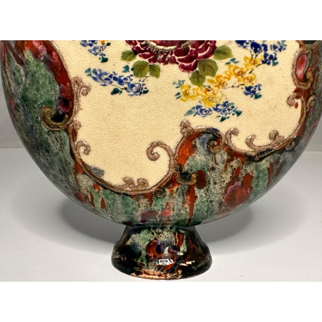 Japanese Japanese Hand-Painted Flambe Glazed Moon Flask: Artist Signed, Meiji Period For Sale - Image 3 of 9