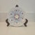 An antique European porcelain 6-well oyster plate featuring a white background with a soft lavender-blue gradient glaze...