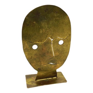 1978 "Paul Klee's Head" Modernist Brass Sculpture Signed Conrad Gersuny For Sale