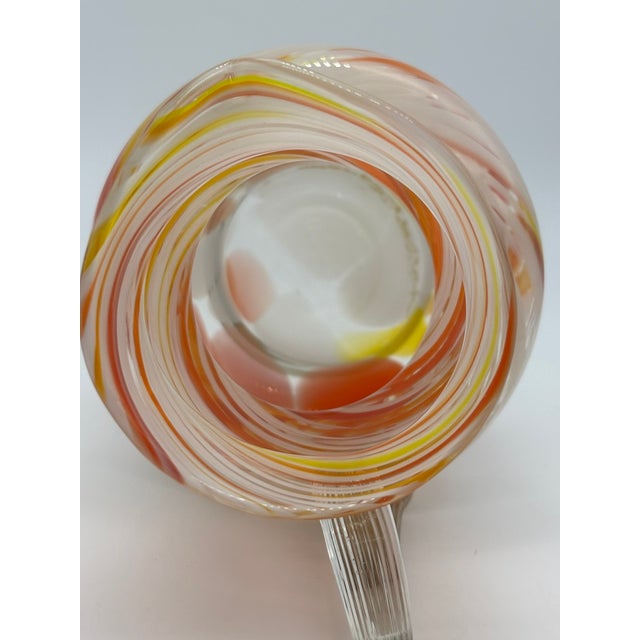1960s Vintage Italian Blown Glass Pitcher in the Manner of Murano Orange Red Yellow For Sale - Image 5 of 7
