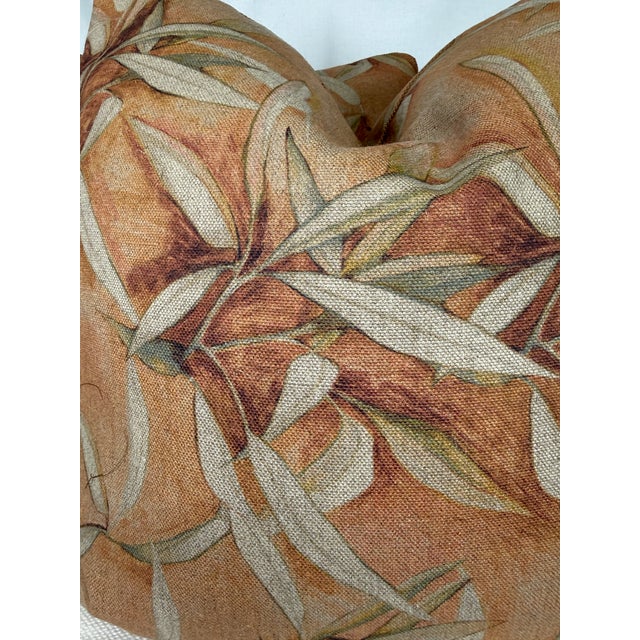 Custom pair of 22" pillows covered in Maison Levy "Enchantillon Eucalyptus" in color rose/violet. These pillows have a...