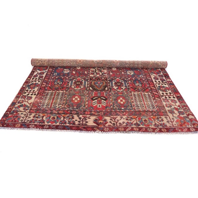 Terra Cotta Vintage Persian Bakhtiari Kheshti Rug, 6’7” X 6’8” For Sale - Image 8 of 11