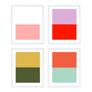Color Studies by Pencil & Paper in White Frame, Small Art Prints, Set of 4